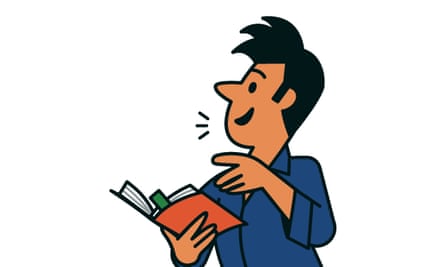 An illustration of a man holding a book